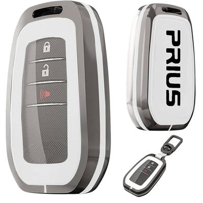 Yamlten Prius Schlüsselhülle, TPU Baubare Schlüsselhülle, Zinkmetall, Prius, Auto Schlüsselhalter, Leicht, Wasserdicht, Schmutzabweisend, Anti-Rutsch, Weiß