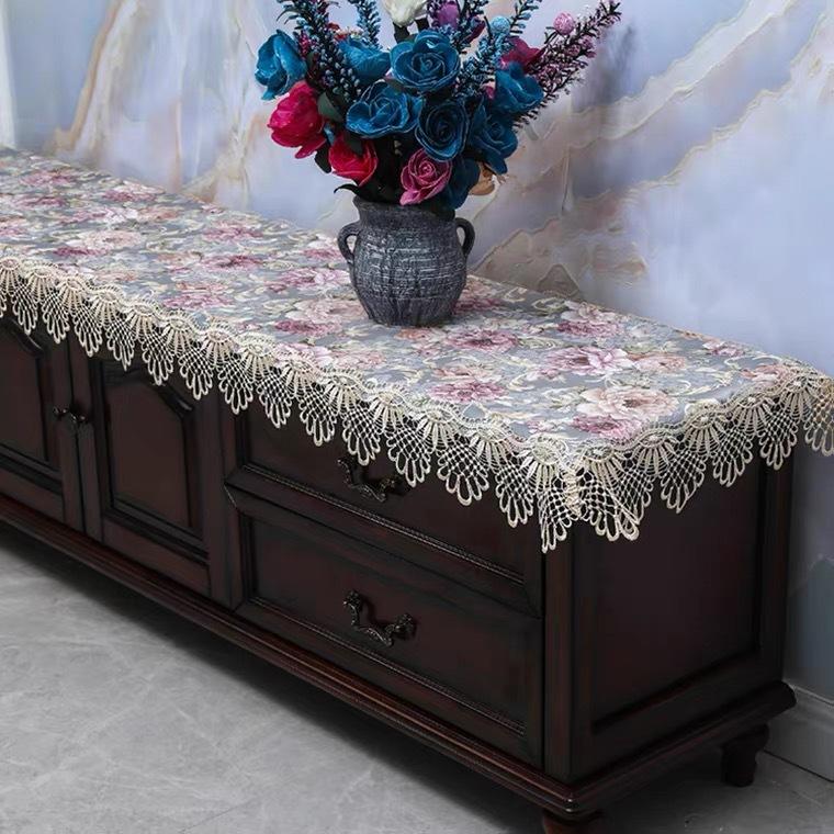 Față de Masă Europeană pentru Comodă TV Dantelă Poliester Senzație High-End Uz Casnic Dulap de Pantofi Comodă Husă de Praf Pânză Acoperitoare