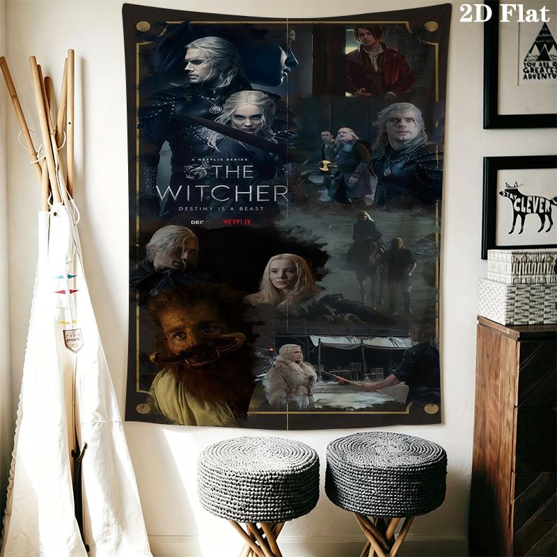 Witcher Wolf Logo Print Tapestry Fashion Print Wallmounted Wall Covering Decoration Work Of Art Background Cloth