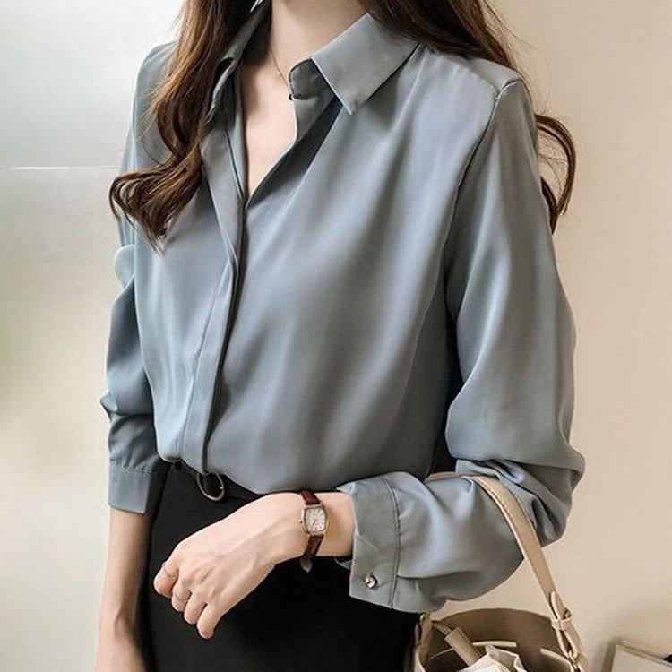 Slim Fit Casual Formal Blouse Button 