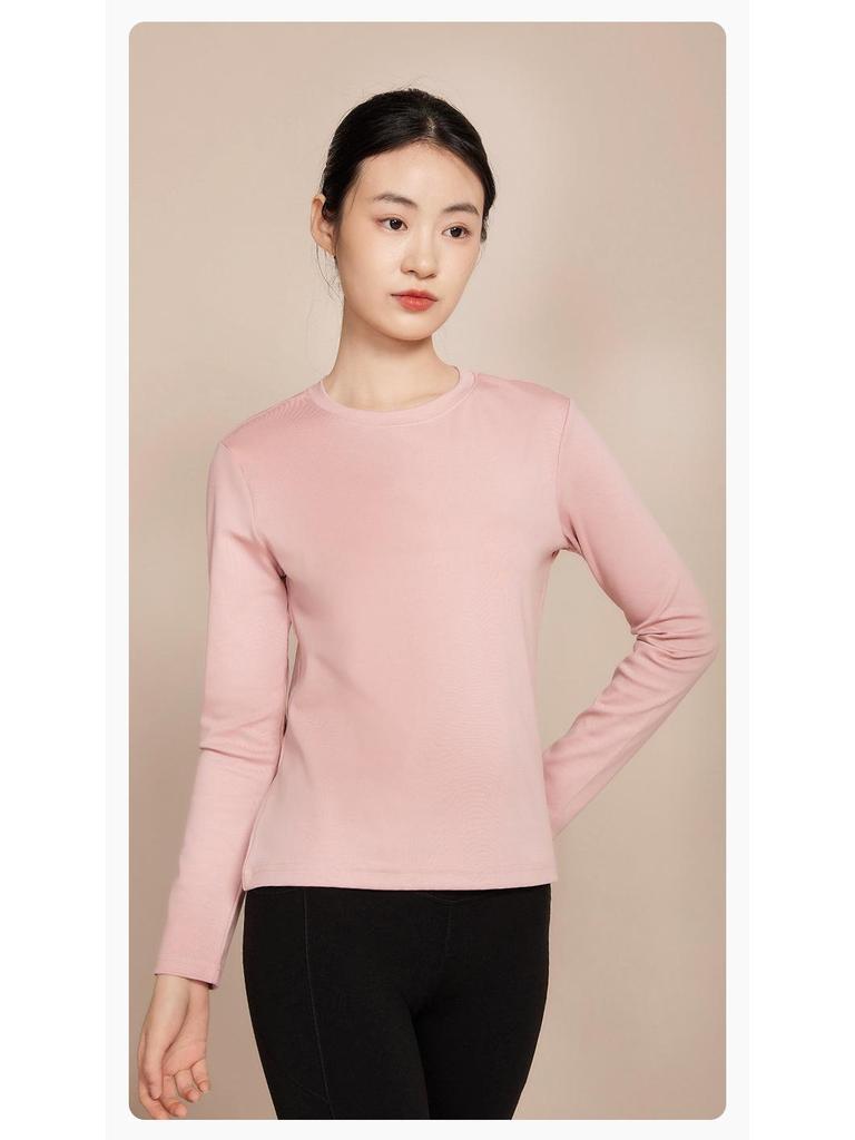 220g Women's Long-Sleeve Heavyweight White T-Shirt, Round Neck, Xinjiang Cotton