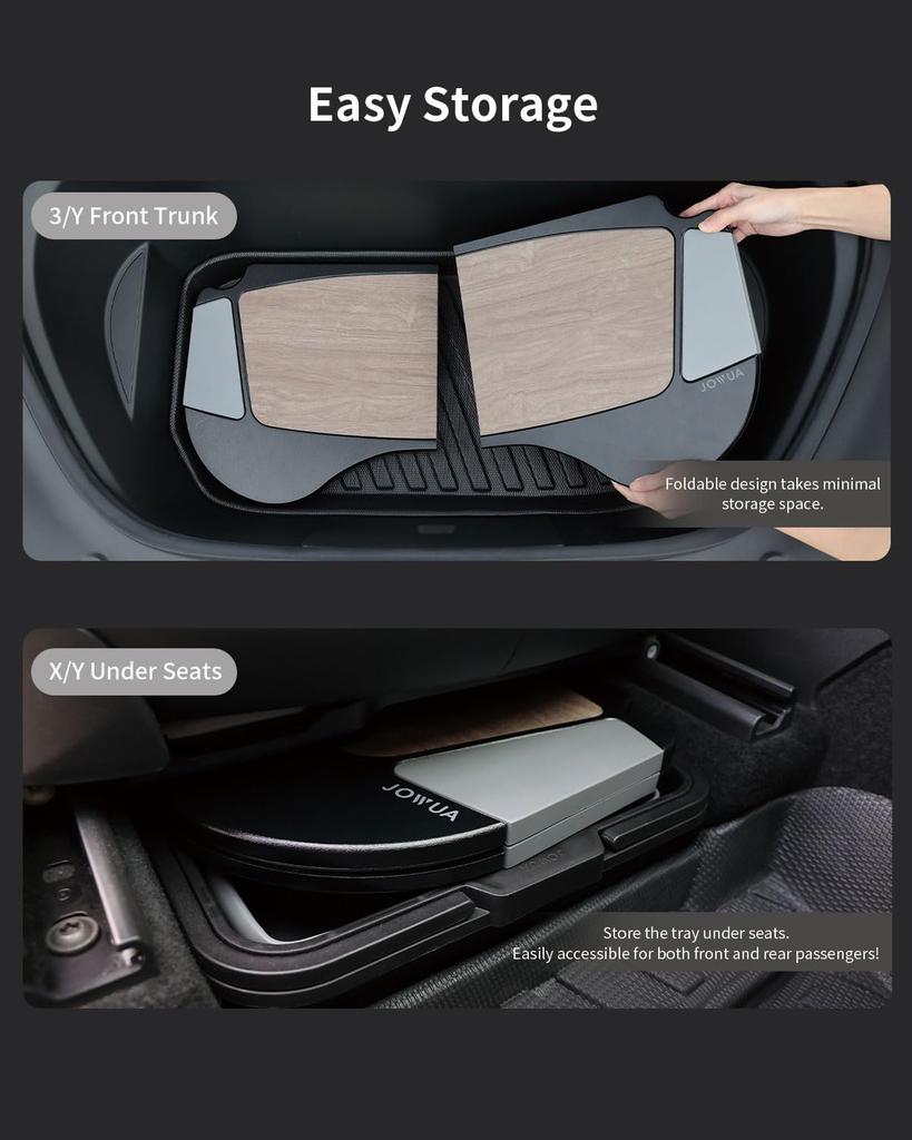 Jowua Foldable Car Tray for Tesla Model 3 Y/X/Model S, Premium Material, Fits Model 3/Y Front Trunk