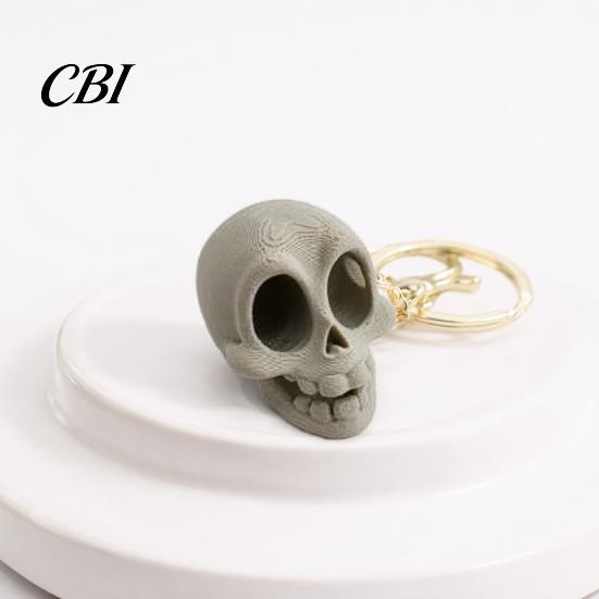 Stable Display Ornaments 3D Printed Cute Skull Keychain, Artistic Tabletop Ornament with Matte Finish, Creative Bag Charm Base Decoration Key Ring for