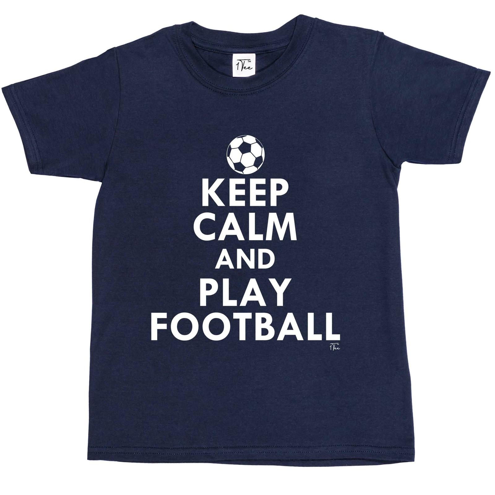 1Tee Kids Boys Keep Calm And Play Football T-Shirt L