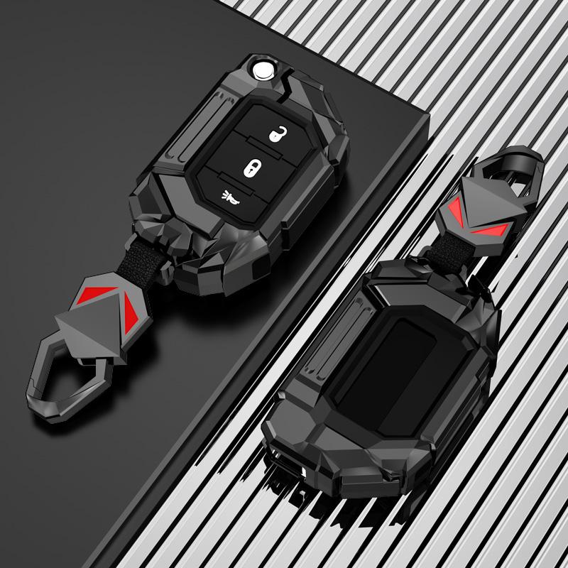 2 3 4 Buttons Metal Car Key Case Protect Skin Cover Rubber Bag Holder for Jeep Wrangler JL JLU 2018 2019 Keychain Accessories