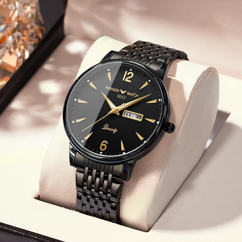 New men's watch men's business mechanical watch double calendar advanced sense waterproof quartz + luminous light