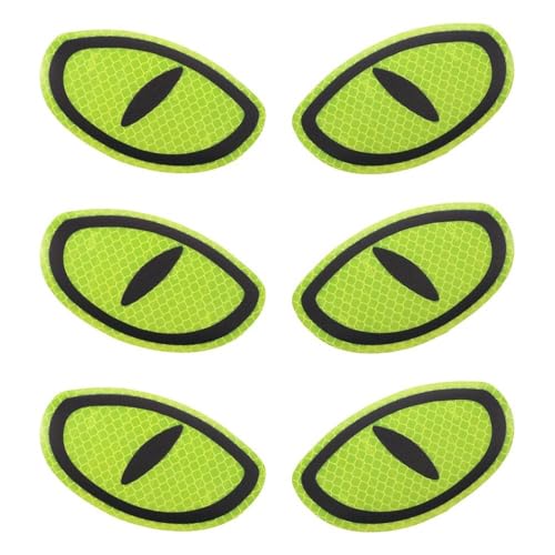 

6pcs Green Car Stickers 3D Eye Shape Night Reflective Decals 4 Reflective Cat Eyes Funny Sticker Decals for Bumper, Window, Laptop, Wall Car Dec