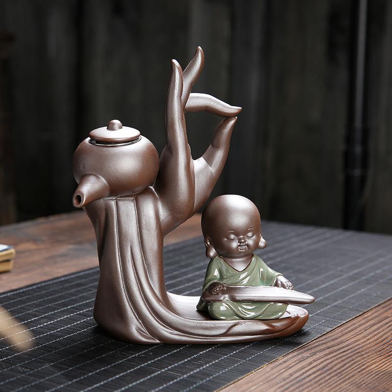 Ebony Tea Ceremony Accessories, Six Gentlemen Set, Purple Clay, Tea Drain Filter, Little Monk Decoration