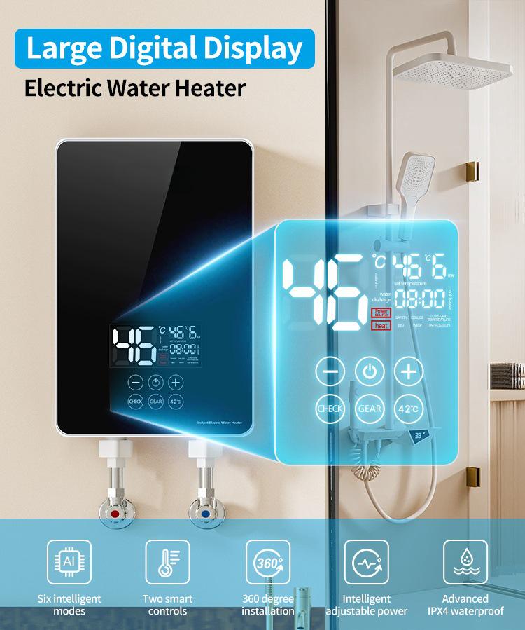 Instant 6000W Electric Water Heater for Homes, Apartments, Hotels - Fast Hot Water Solution