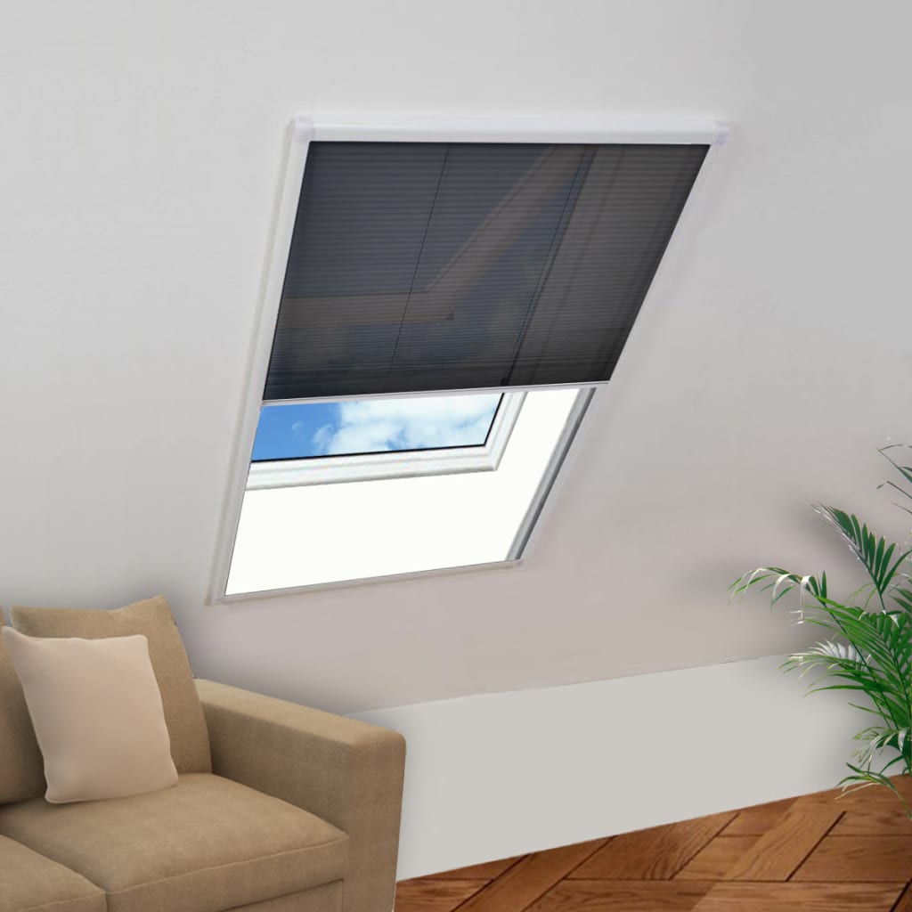 Insect Protection Pleated Blind for Windows Aluminum 80 X 120 Cm