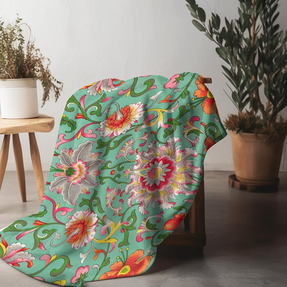 Floral Pattern Blanket Soft Fleece Throw Blanket Bed Sofa Decorative Throw Cover Gift