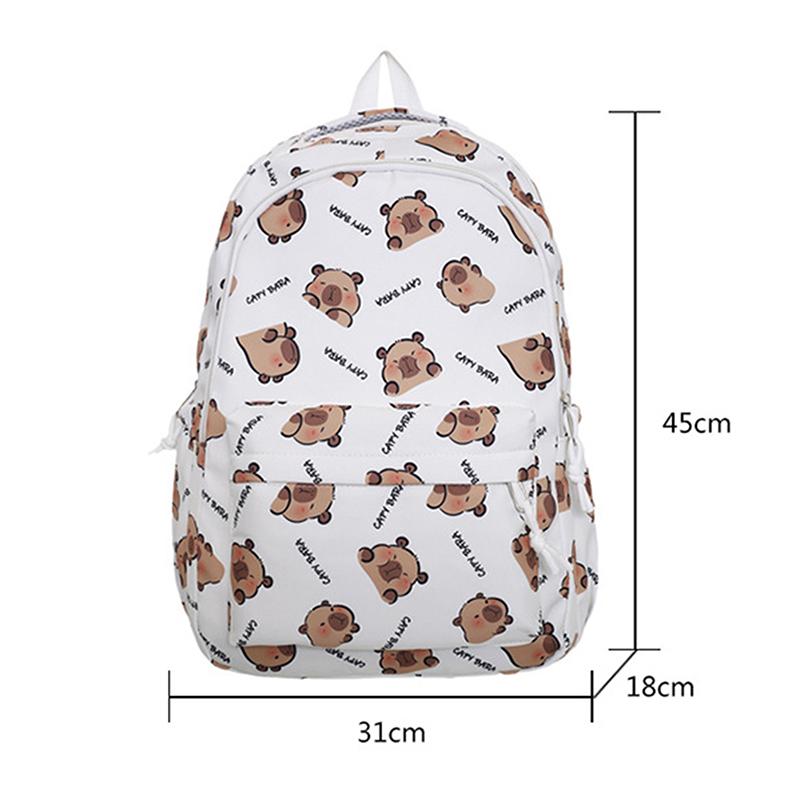 Large Capacity Lightweight Backpack Cartoon Capybara School Bag Student Schoolbag Adjustable Straps Backpack Gifts