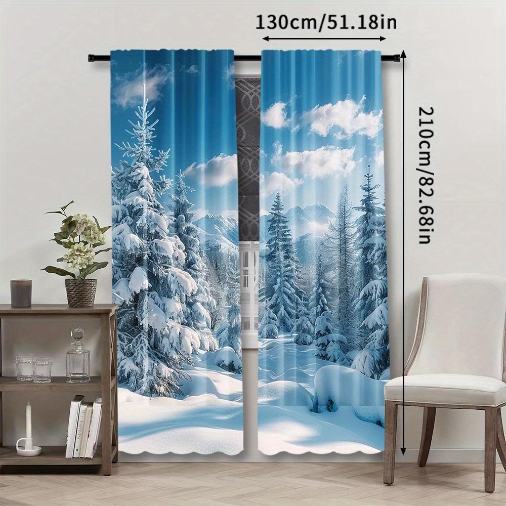 2pcs Rod Pocket Winter Snow Forest Curtains - Easy Hanging for Bedroom   Office   Kitchen   Living Room & Study Decor