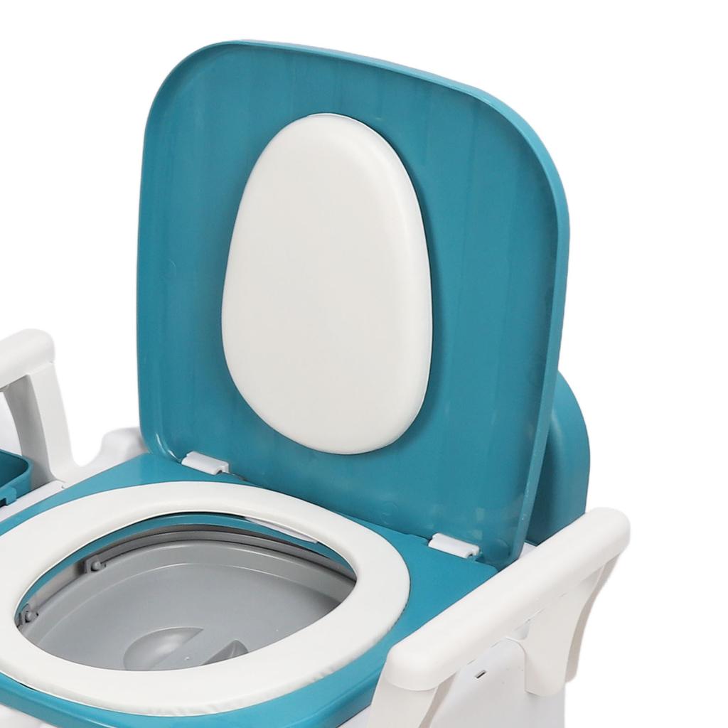 Portable Toilet Detachable Armrest Adjust Height Prevent Slip PU Sest Bedside Commode Chair for Elderly Blue