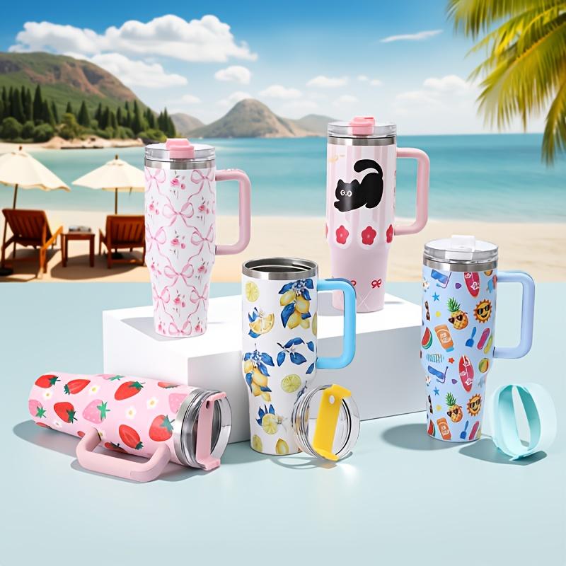 40oz Car Thermal Cup For Outdoor Camping Hot Cold Coffee Mug Jumbo Stainless Steel Thermos With Handle Straw Drink Water Bottles