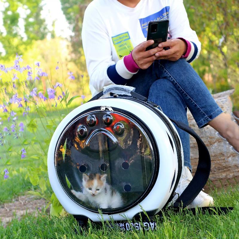Transparent PC Pet Rolling Carrier Convenient Outdoor Cat Cage Comfortable Breathable Flight Case Universal Wheels Cat Travel