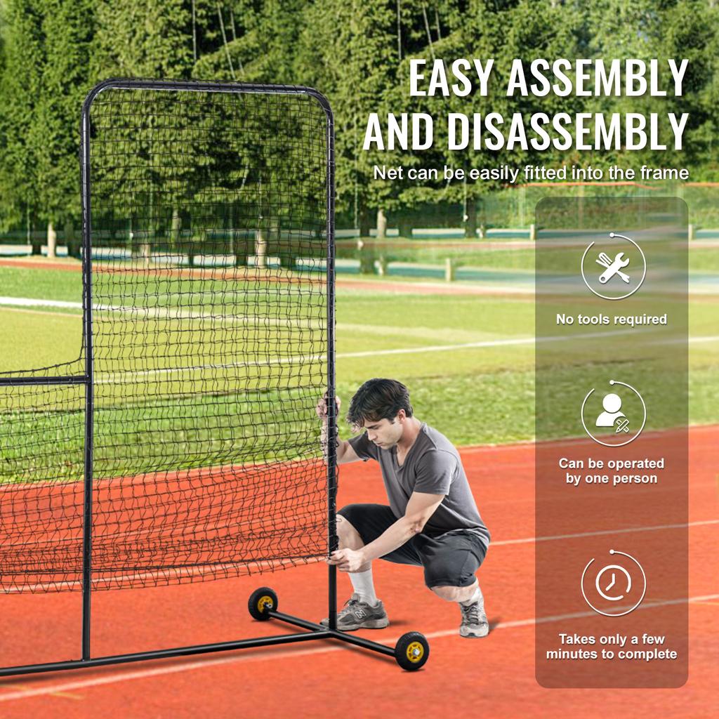 SucceBuy L Screen Baseball for Batting Cage 7x7 ft Softball Safety Screen Body Protector Portable Batting Screen with Carry Bag