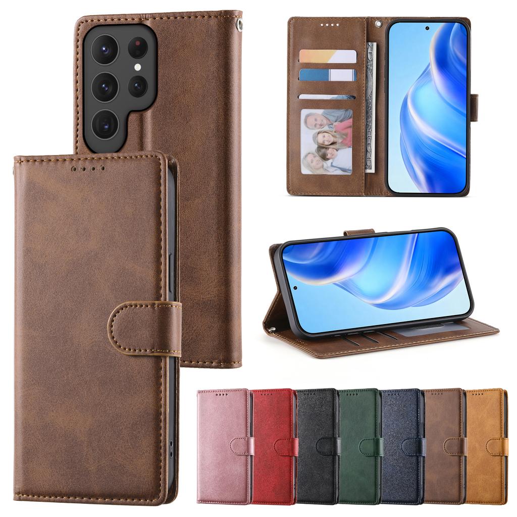 Business Magnetic Cards Solt Wallet Flip Case For Samsung S25 Ultra S24 Plus S23 S22 A16 Leather Wallet Stand Book Pocket Cover