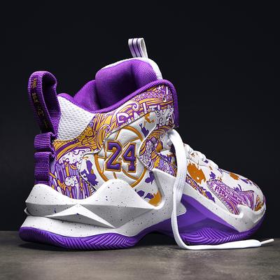 New High-top Basketball Shoes Men's Leather Surface Children's Primary and Secondary School Sports Shoes Cement Floor Indoor and Outdoor Running Shoes