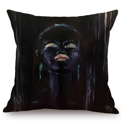 Elegant Aestheticism Black African Girl Woman Abstract Oil Painting Home Decoration Art Sofa Pillow Case Linen Car Cushion Cover