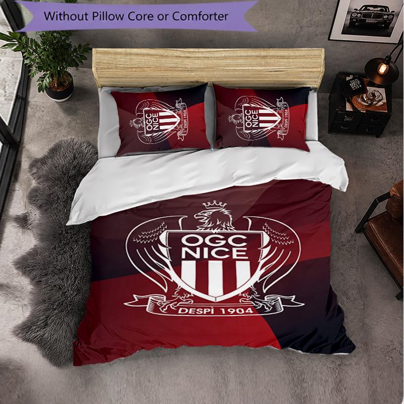 OGC Nice FC Themed Bedding 3Pcs Duvet Cover Set Decorative Bed Linen For Teen Room Home Decoration