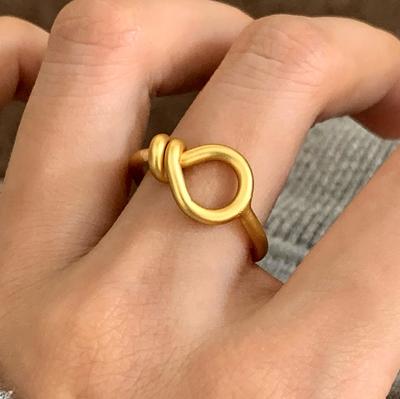 18K Gold Plating Hollow Knot Geometric Opening Ring for Women Minimalist Trendy Fashion Personality Accessories