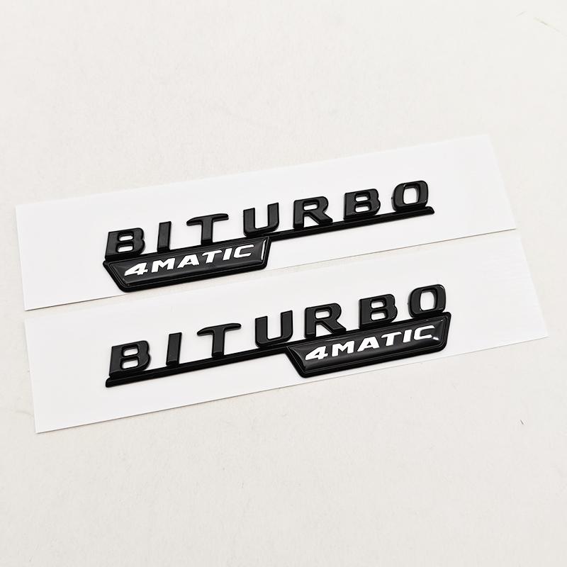 1pc 3D ABS C43 Logo Letters BITURBO 4MATIC Badge Car Rear Sticker Emblem For Mercedes Benz AMG W205 W206 Decorative Accessories