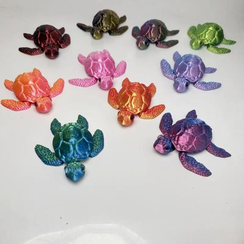 Printed 3D Turtle Figurines Movable Joints Collection Desktop Decoration Ornaments Holiday Gifts
