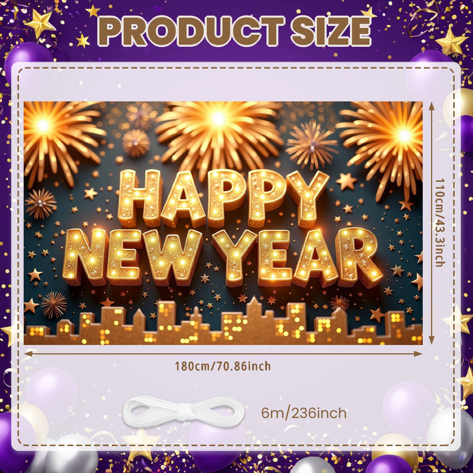 Festive Banner Lighted Party Banner Holiday Banner Sparkling For New Year Party Outdoor Event Holiday Celebration