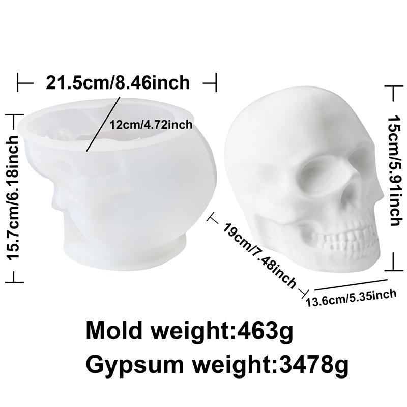 3D Skull Shape Silicone Mold DIY Halloween Skull Candle Silicone Mold Epoxy Plaster Home Decoration Resin Casting Art Crafts