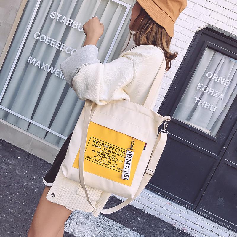 Canvas Bag Women'S Fashion Versatile Shoulder Crossbody Casual Simple Student Portable Make-Up Bag