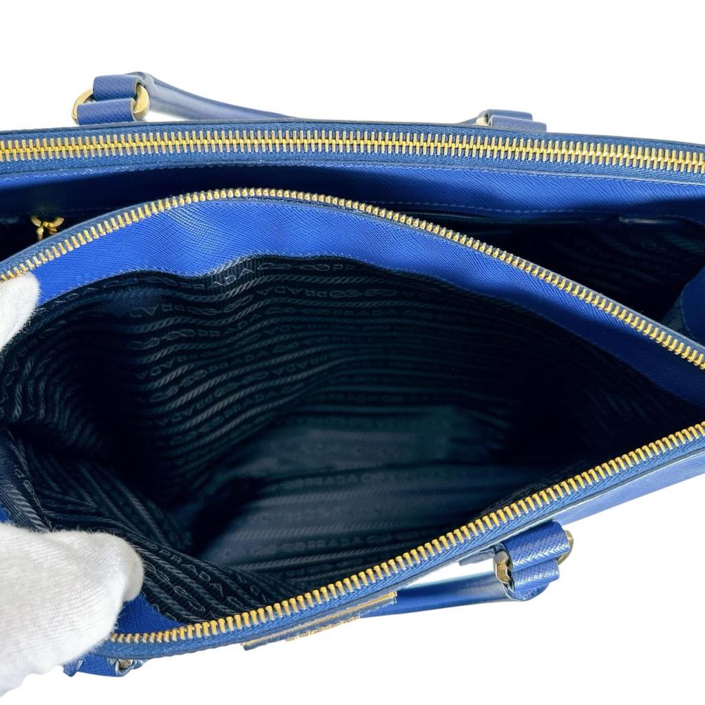 PRADA Sapphiano Galleria Handbag leather blue Women 1BA786 Used