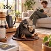 Funny Coffee Cup Raven Figurine with Mug, Resin Crow Statue, Realistic Animal Sophisticated Desk Accessory Ornament for Home Decor, Creative