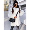 Women's Lapel Mid-Length Faux Fur Coat  Loose Fit Warm Winter Outerwear