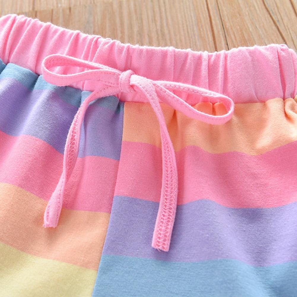 Kids Girls Rainbow-Print Tank Top and Shorts Set
