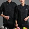 Chef Shirt Solid Color Pocket Double-breasted Long Sleeve Catering Buttons Chef Uniform Unisex Cook Shirt Hotel Chef Clothes