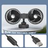 Dual Head Car Fan USB Powered 5V Portable Vehicle Cooling Fan with Suction Cup Mount Adjustable Angle for 12V 24V Cars Trucks