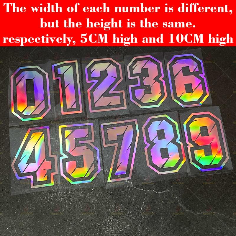 1PC Laser Pink Motorcycle Number Stickers 0-9 Waterproof for Motorbike Helmet Fuel Tank Fender DIY Bicycle Scooter Vinyl Decals