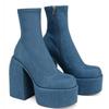 Women's European Punk Chunky Heel Ankle Boots, Waterproof Elastic Platform, Leg-Slimming, Spring/Autumn, Size 43.