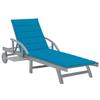 Garden Sun Lounger In Solid Acacia Wood - vidaXL - Grey - Blue - Adjustable - With Cushion