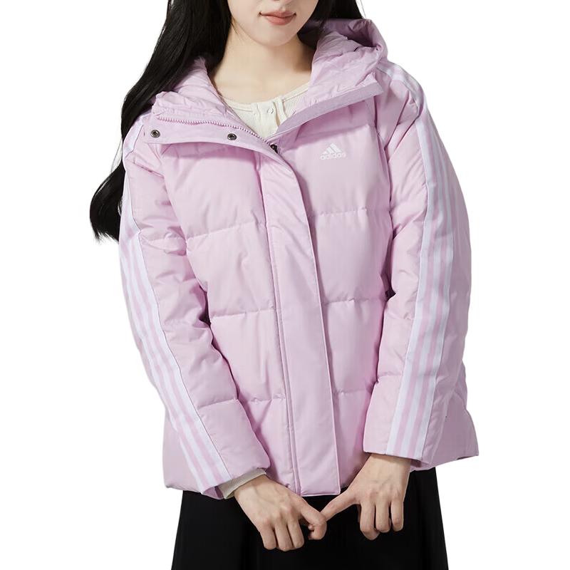 adidas Side Stripe Warm Casual Hooded Down Jacket Women Jacket Light-Purple IT8719