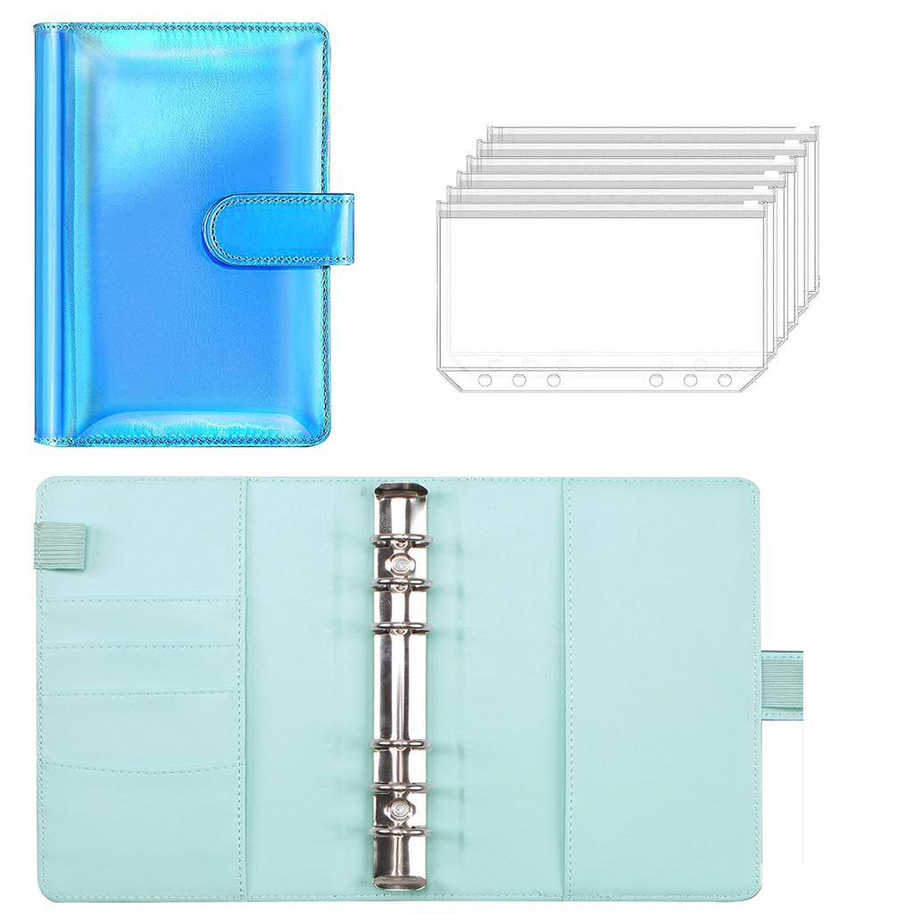 2023 Laser Budget Binder Zipper Envelopes Organizer Cash Envelopes for Budgeting Saving Money A6 Planner 6 Pockets Accessories