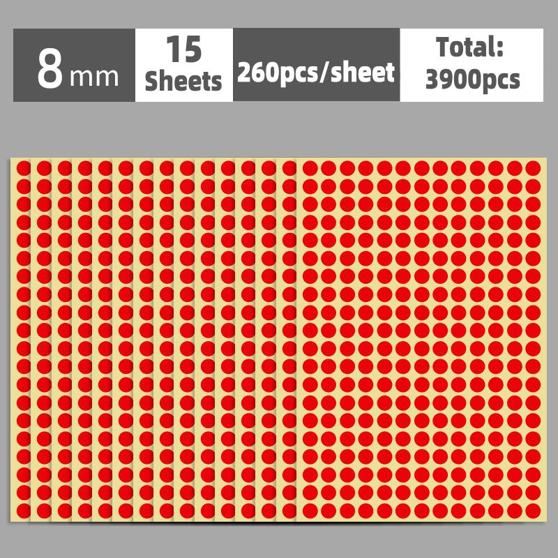 6mm-100mm Self Adhesive Dot Label Stickers 15 Sheets Multi Color and Size Round Stickers for Food Containers/Scrapbook/Packaging