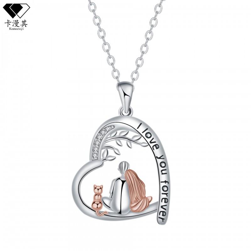 Heart Shape Couple Necklace Men Women Rose Gold Plated Copper Pendant Chain Fashion Daily Wear Jewelry Gold-plated