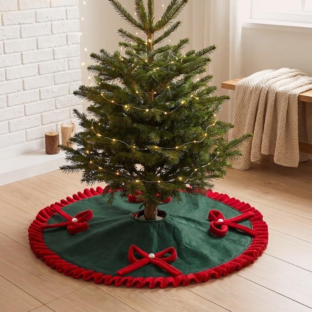 Large Size Christmas Tree Bowknot Mat Decoration Xmas Tree Foot Cover  Household