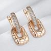 Fashion  Rose Gold Color Glossy Big Drop Earrings For Women Full White Natural Zircon Elegant Daily Fine Jewelry