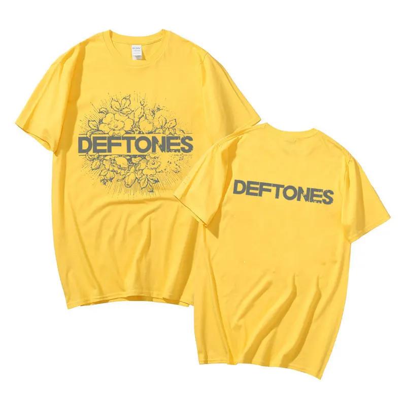 Deftones Floral Burst Double Sided Print T-shirts Punk Rock Band Fashion y2k T Shirt Short Sleeve Summer Man Streetwear