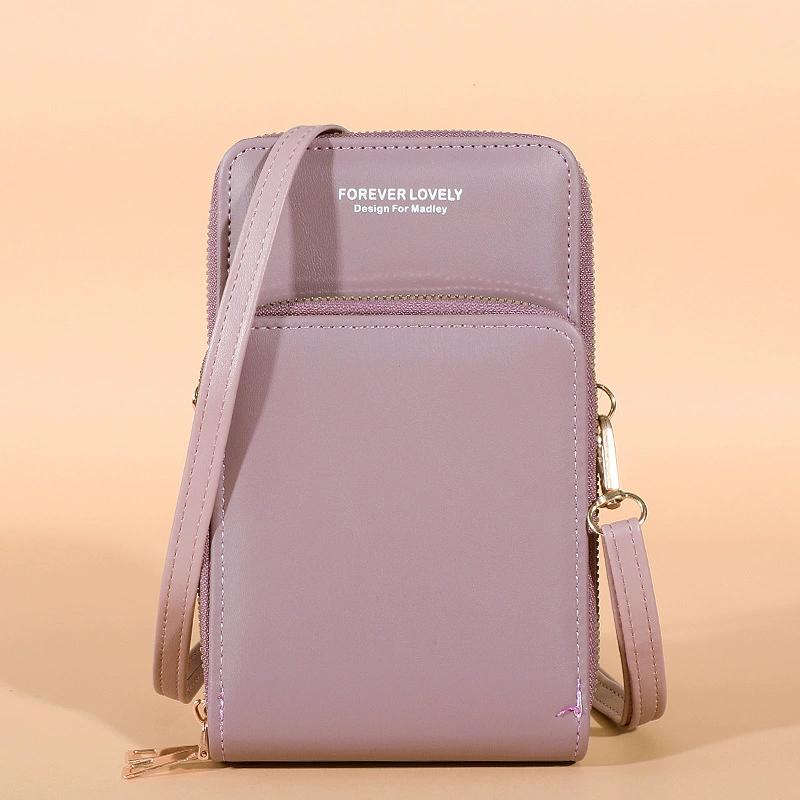 Women’s Small Crossbody Phone Bag, PU Leather Mini Shoulder Wallet with Zipper, Multi-Compartment Cell Phone Purse