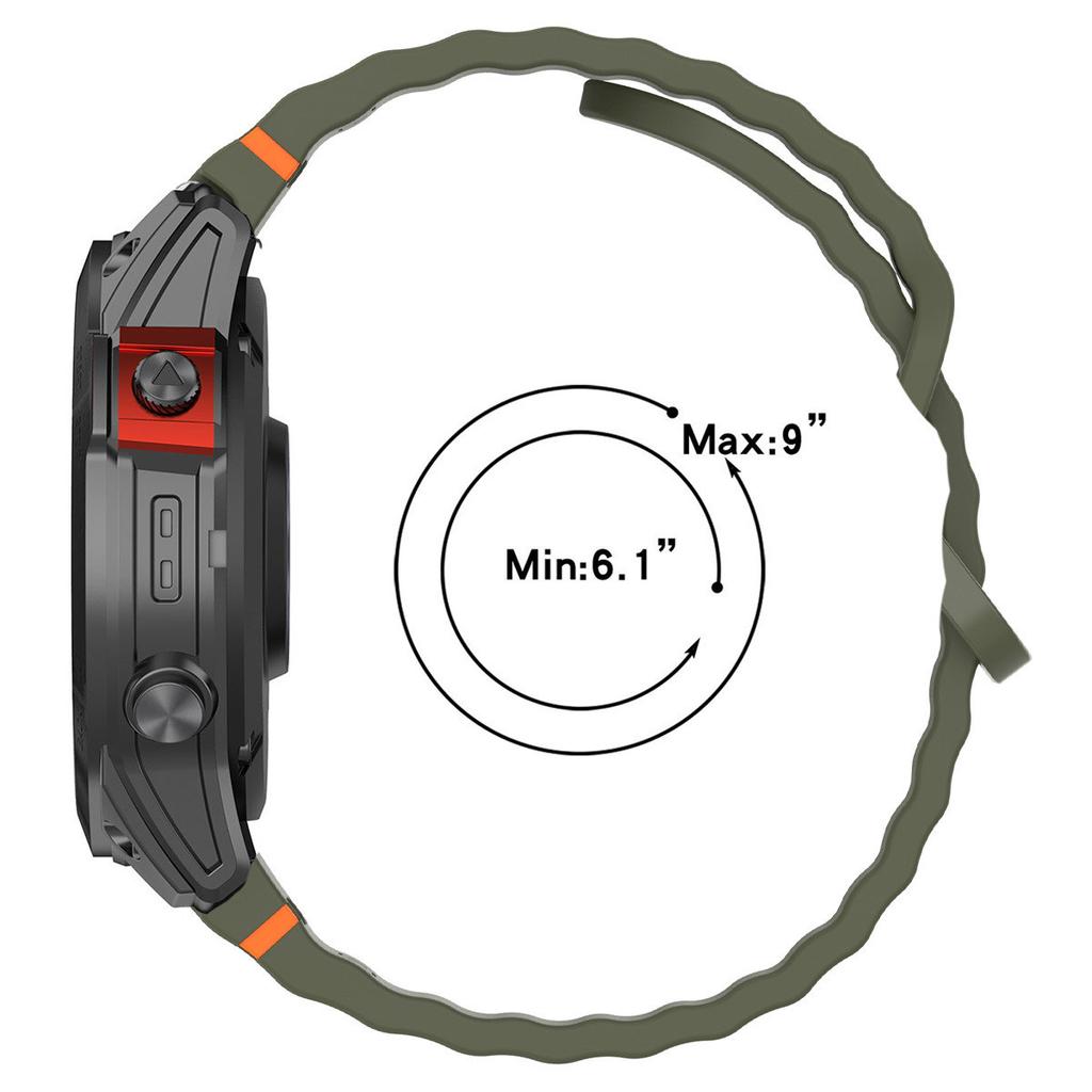 For Garmin Fenix 8 47mm/Fenix E 47mm 22mm Quick Release Wavy Texture Silicone Watch Strap with Silver Connector