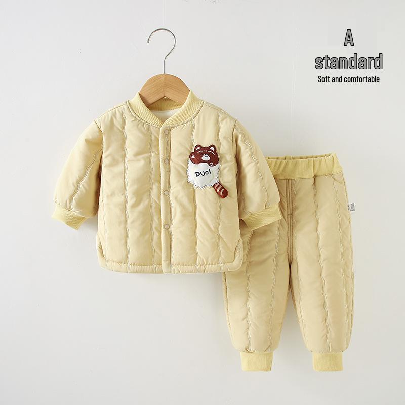 

Теплый хлопковый костюм для малышей Jingqi: Утепленный раздельный костюм для детей на осень и зиму 90 cm жёлтый